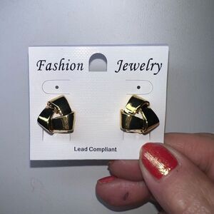 Gold Tone Knot Style Clip Earrings